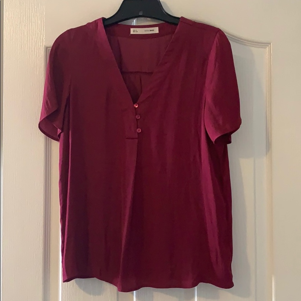 Pink Blouse w 3 button accent